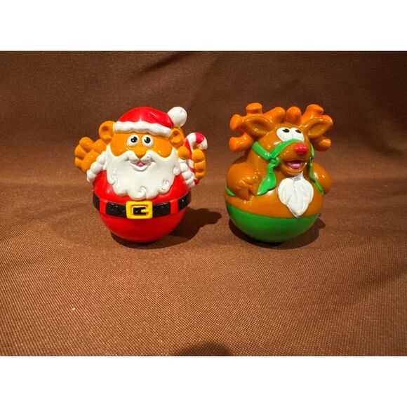 Playskool Weeble Wobbles 2005 Christmas Edition Santa and Reindeer - Picture 1 of 4